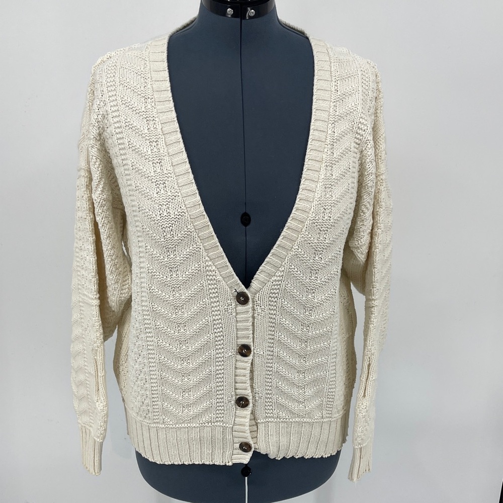 Woolrich Cream Button-Up KNIT Cardigan WOMENS SIZE L. VINTAGE
